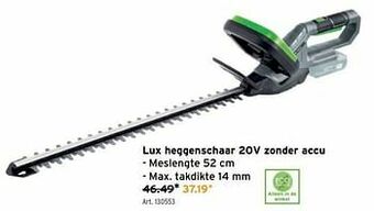 GAMMA Lux heggenschaar 20v zonder accu aanbieding
