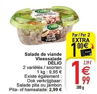Cora Salade de viande vleessalade délio 200 g aanbieding