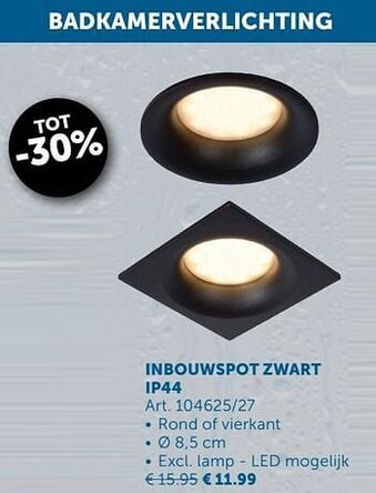 Zelfbouwmarkt Inbouwspot zwart aanbieding
