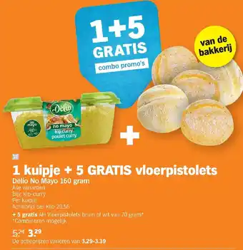 Albert Heijn 1 Kuipje + 5 gratis vloerpistolets delio no mayo 160g aanbieding