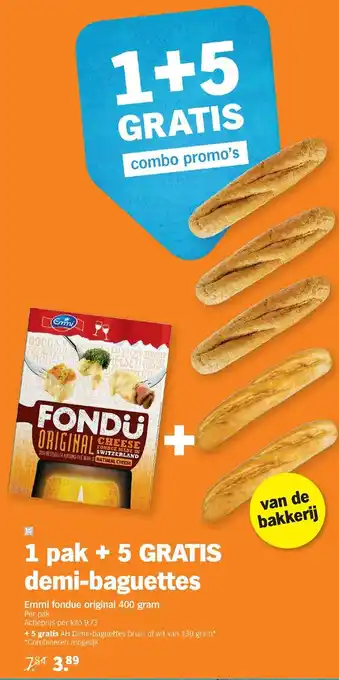 1 Pak + 5 gratis demi-baguettes emmi fondue original 400g