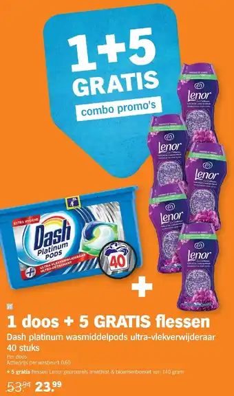 1 Doos + 5 gratis flessen dash platinum wasmiddelpods ultra-vlekverwijderaar 40 stuks
