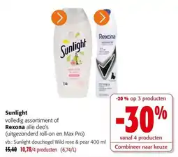 Colruyt Sunlight volledig assortiment of Rexona alle deo's aanbieding