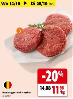 Colruyt Hamburger rund + varken aanbieding