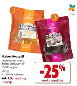 Colruyt Maison Roucadil pruimen van agen, zachte abrikozen of zachte vijgen aanbieding