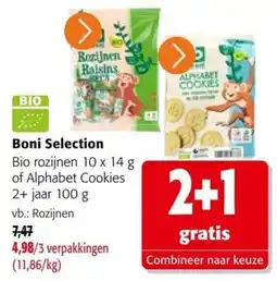 Colruyt Boni Selection Bio rozijnen of Alphabet Cookies aanbieding