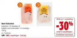 Colruyt boni selection toastham 10 sneetjes of kipfilet met tuinkruiden aanbieding