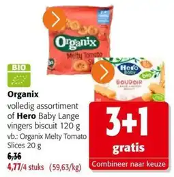 Colruyt Organix volledig assortiment of Hero Baby Lange vingers biscuit aanbieding