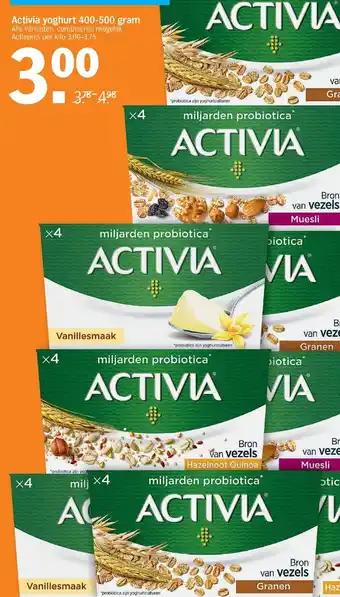 Albert Heijn Activia yoghurt 400-500g aanbieding