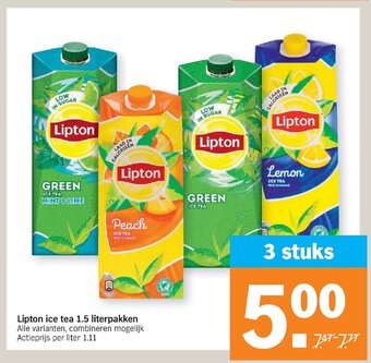 Albert Heijn Lipton ice tea 1.5 literpakken aanbieding