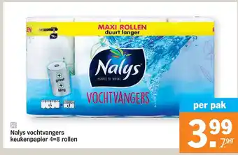 Albert Heijn Nalys vochtvangers keukenpapier 4=8 rollen aanbieding