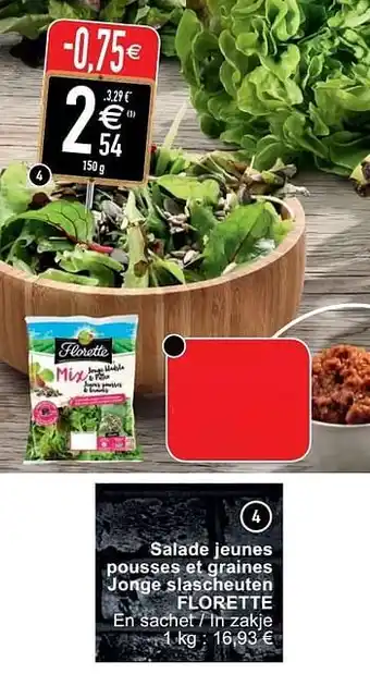 Cora Salade jeunes pousses et graines jonge slascheuten florette 150 g aanbieding