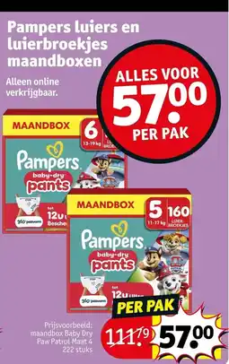 Kruidvat Pampers luiers en luierbroekjes maandboxen aanbieding