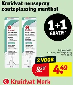 Kruidvat Kruidvat neusspray zoutoplossing menthol aanbieding
