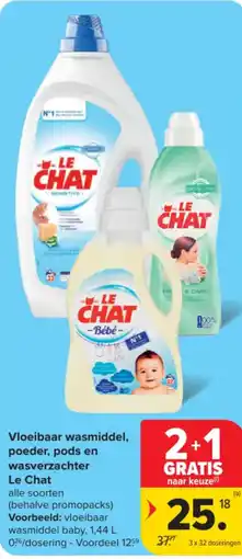 Carrefour Vloeibaar wasmiddel Le Chat aanbieding