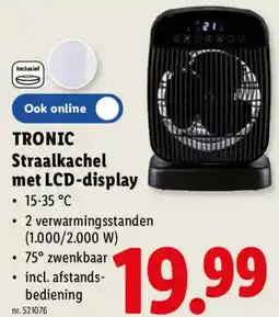 Lidl Tronic straalkachel met lcd-display aanbieding