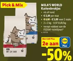 Lidl Mila's world kattenbrokjes aanbieding
