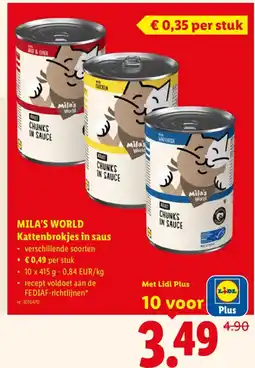 Lidl Mila's world kattenbrokjes in saus aanbieding