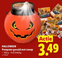 Lidl Halloween pompoen gevuld met snoep aanbieding