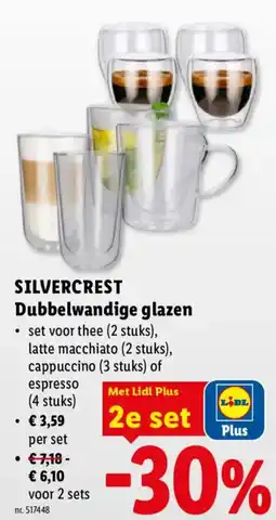 Lidl Silvercrest dubbelwandige glazen aanbieding