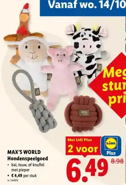 Lidl Max's world hondenspeelgoed aanbieding