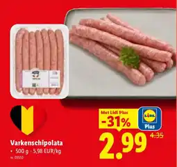 Lidl Varkenschipolata aanbieding