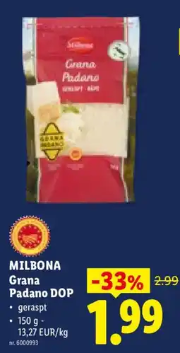Lidl milbona grana padano dop aanbieding