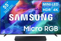 Coolblue Samsung Micro RGB 55 R85H (2026) + Samsung HW-S60D Zwart (2024) aanbieding