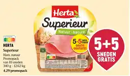 Delhaize Herta superieur ham natuur aanbieding