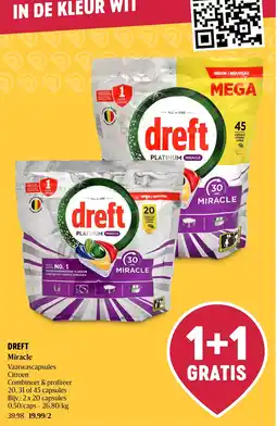 Delhaize Dreft Miracle Vaatwascapsules Citroen aanbieding