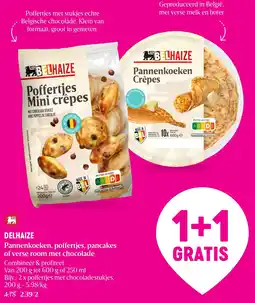 Delhaize Delhaize pannenkoeken, poffertjes, pancakes of verse room met chocolade aanbieding