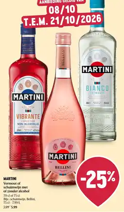 Delhaize Martini Vermout of schuimwijn met of zonder alcohol aanbieding