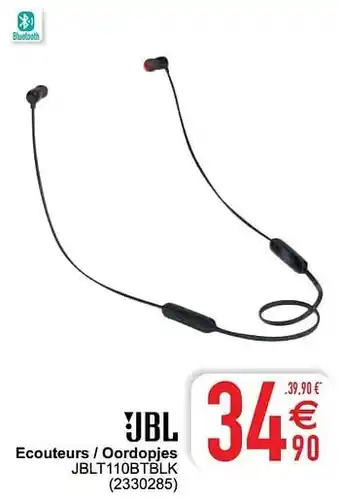 Cora Jbl ecouteurs - oordopjes jblt110btblk aanbieding