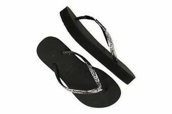 Berca Shoes Havaianas Badslipper Dames Black Slim Flatform Glitter - Zwart aanbieding