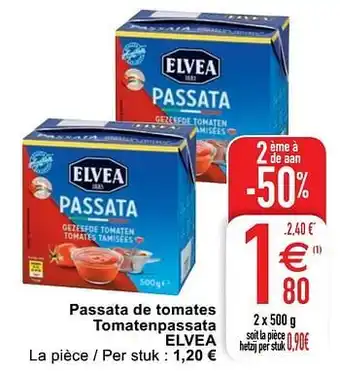 Cora Passata de tomates tomatenpassata elvea 2x500 g aanbieding