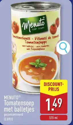 ALDI Menuto Tomatensoep met balletjes aanbieding