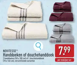 ALDI Novitesse Handdoeken of douchehanddoek aanbieding