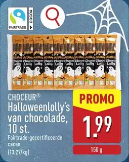 ALDI Choceur Halloweenlolly's van chocolade 10 st. aanbieding