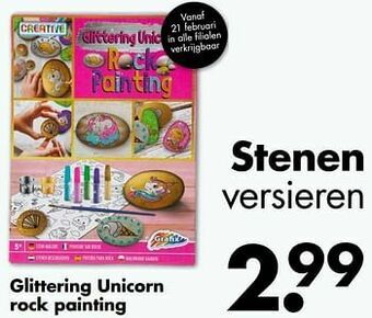 Glittering unicorn rock painting