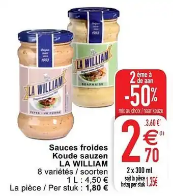 Cora Sauces froides koude sauzen la william 2x300 ml aanbieding