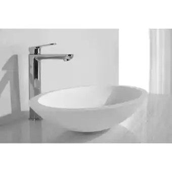 Wiesbaden Kim solid surface opbouwwastafel ovaal 59x35x11cm mat wit TWEEDEKANS