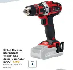 GAMMA Einhell 18V accu boormachine TE-CD 18/40 aanbieding