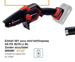 GAMMA Einhell 18V accu mini-kettingzaag GE-PS 18/15 Li BL aanbieding