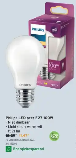 GAMMA Philips led peer e27 100w aanbieding