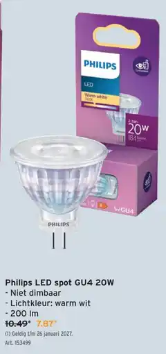 GAMMA Philips LED spot GU4 20W aanbieding