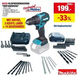 Hubo Accu klopboormachine DHP490WVX6 aanbieding
