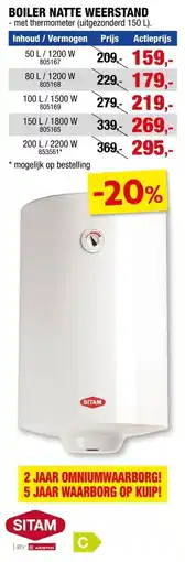 Hubo boiler natte weerstand aanbieding