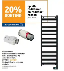 GAMMA Elektrische design radiator Lima aanbieding