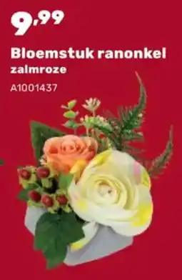 Happyland Bloemstuk ranonkel zalmroze aanbieding