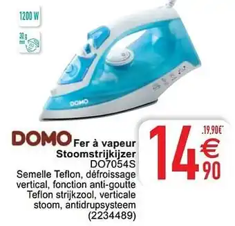 Cora Domo elektro fer à vapeur (1) stoomstrijkijzer do7054s aanbieding